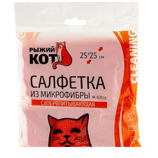 Салфетка из микрофибры РЫЖИЙ КОТ М-02Есо, красный, 25х25см (310293) (40)