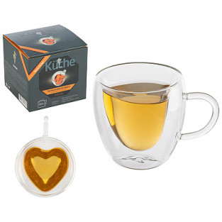 Кружка в форме сердца LEONORD  AROMA AROMA 300 мл из боросиликатного стекла с двойными стенками